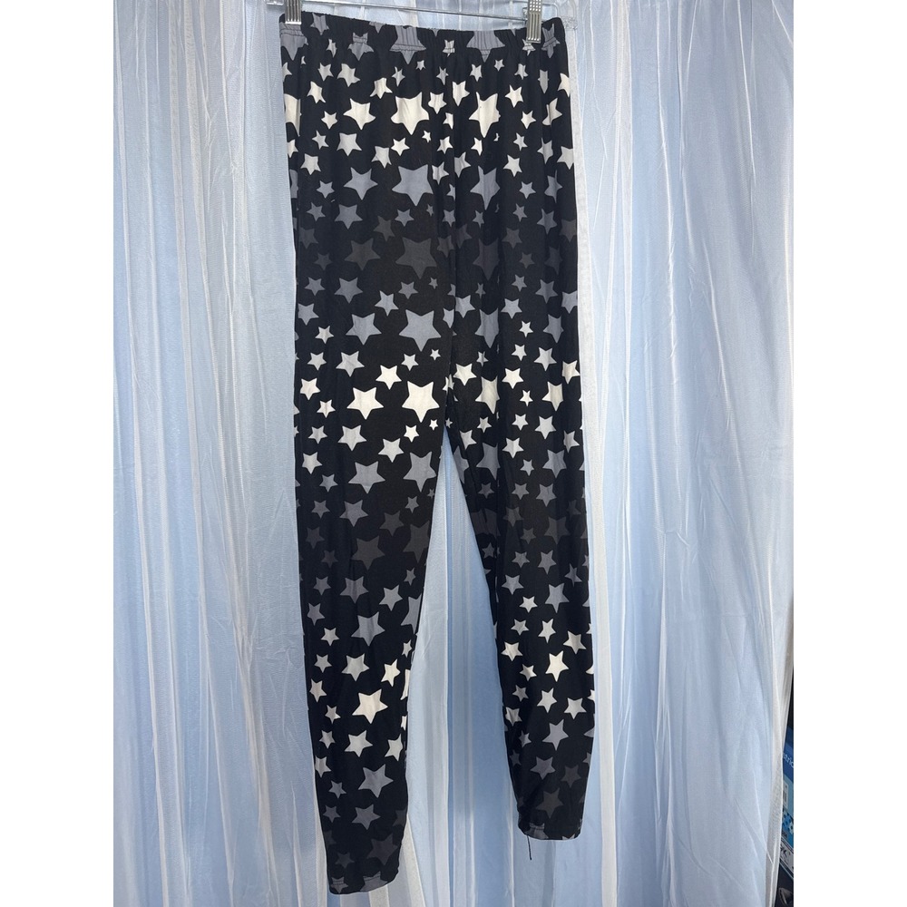 Leggings Depot Leggings Womens Plus Size Black Star Print EUC